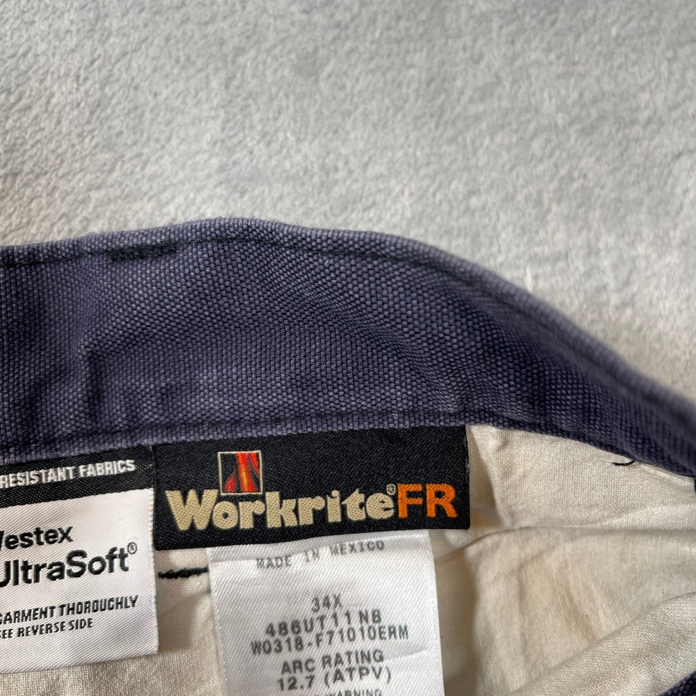 Workrite FR Navy Blue Cargo Work Pants Mens 34 Westex UltraSoft NFPA 2112 CAT 2 - Picture 6 of 10